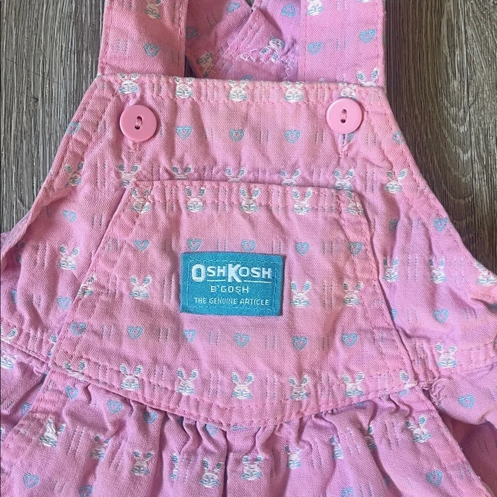 Vintage oshkosh bunny overalls size 18 months baby girls pink Easter